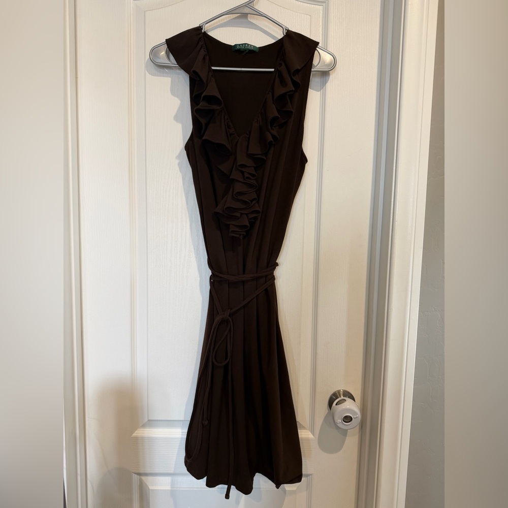 Ralph Lauren Chocolate Ruffle Midi Dress